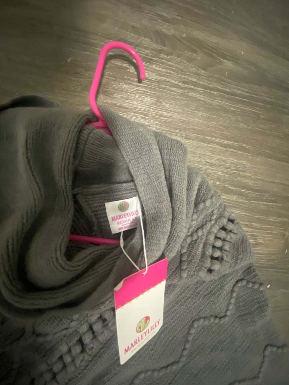 Marleylilly Charcoal Gray Monogrammed Cable Knit Poncho with Fringe